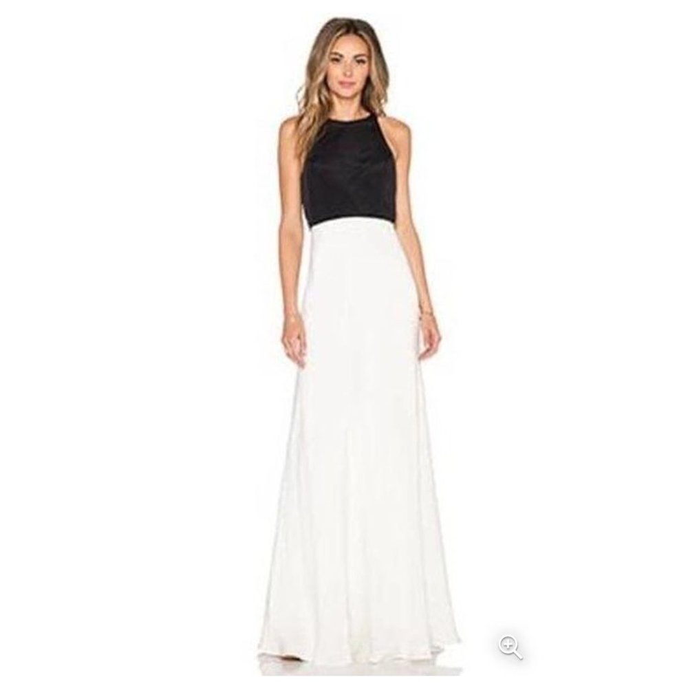 Jill Jill Stuart Color Block Maxi Dress in Black & Off White